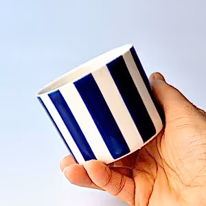 "Striped"Cobalt on White Midi